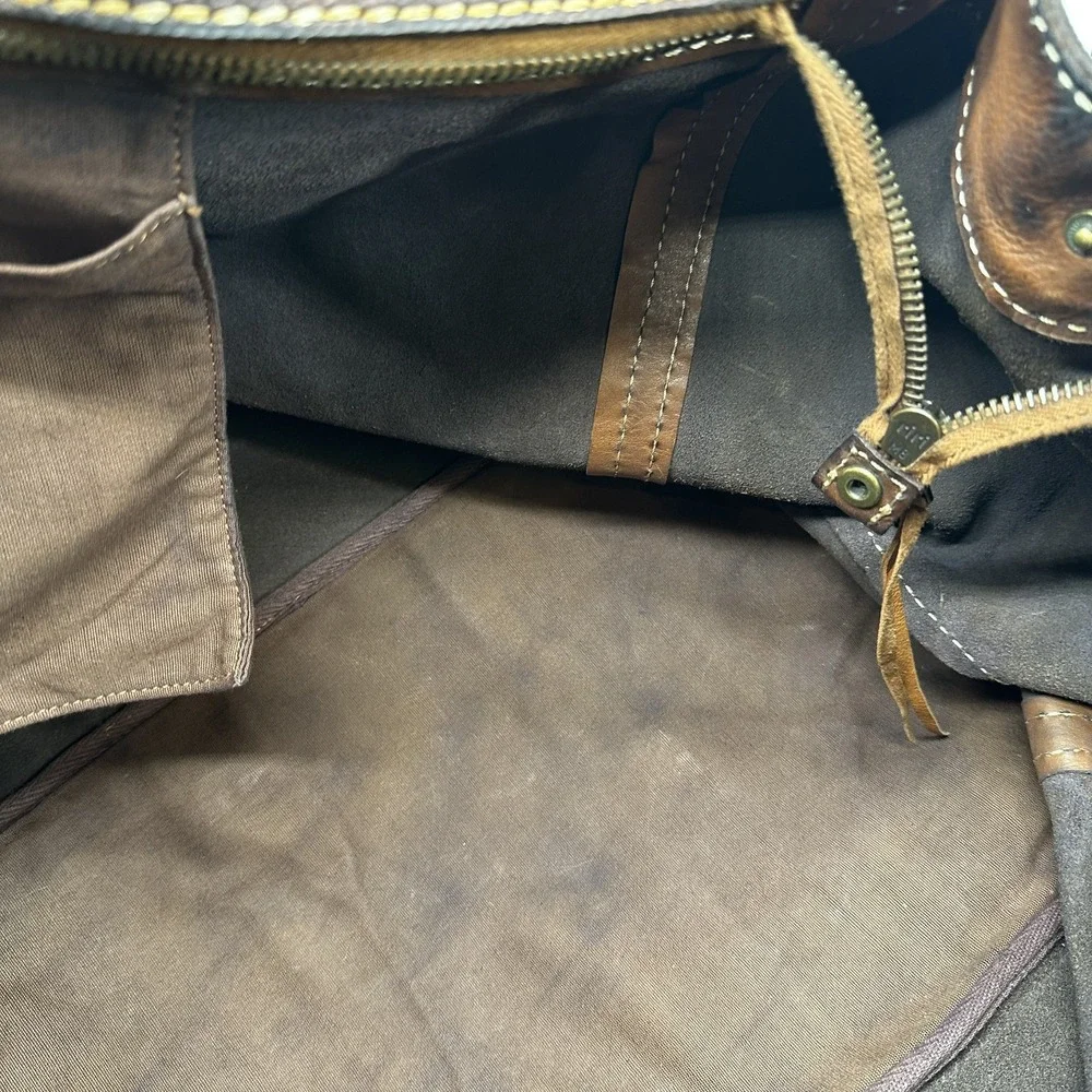 JEAN SHOP Leather Satchel Bag Distressed Large Messenger Tote New York
